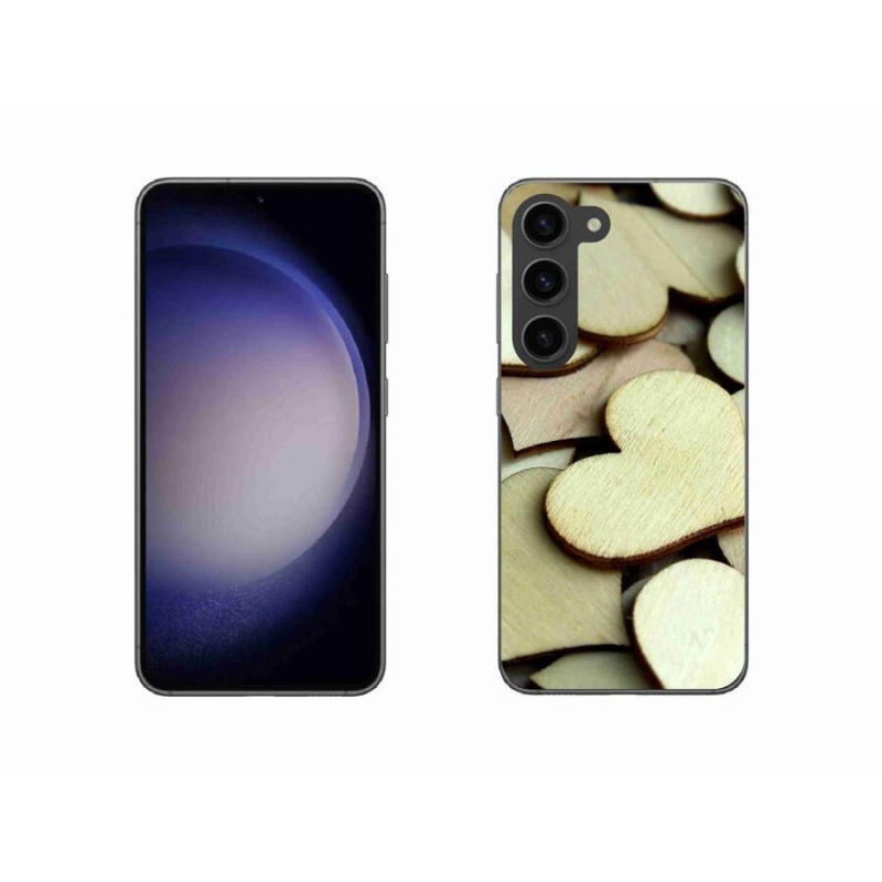 Gelový kryt mmCase na mobil Samsung Galaxy S23 5G - dřevěná srdíčka