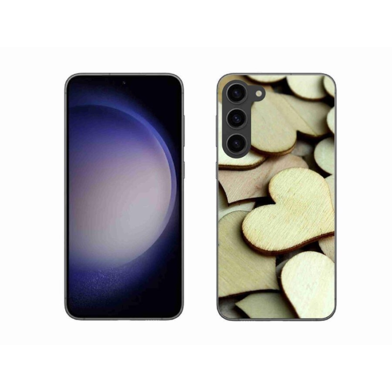 Gelový kryt mmCase na mobil Samsung Galaxy S23+ 5G - dřevěná srdíčka