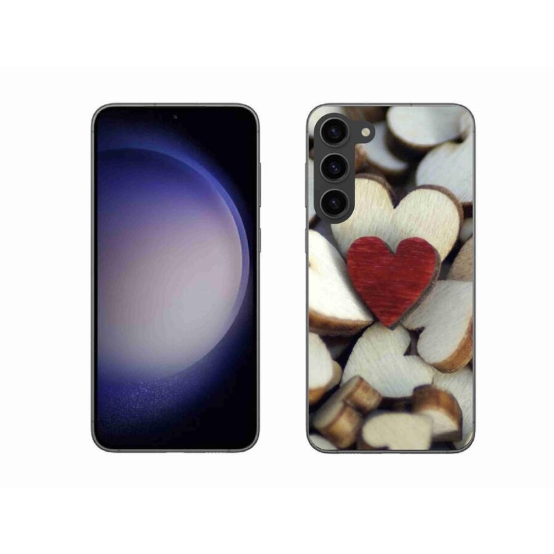 Gelový kryt mmCase na mobil Samsung Galaxy S23+ 5G - gravírované červené srdce