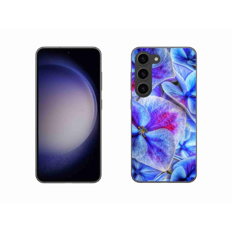 Gelový kryt mmCase na mobil Samsung Galaxy S23 5G - modré květy 1
