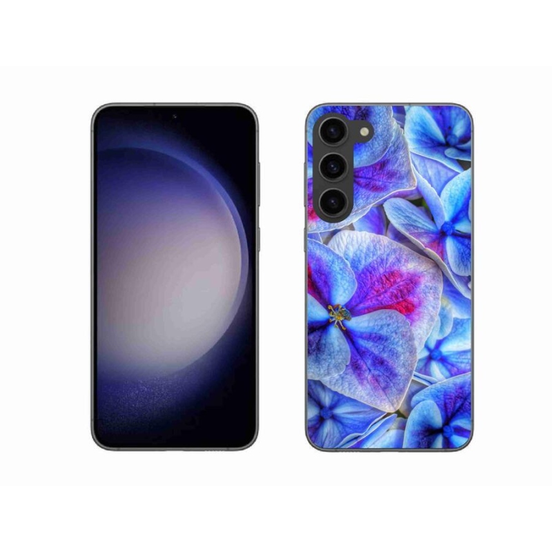 Gelový kryt mmCase na mobil Samsung Galaxy S23+ 5G - modré květy 1