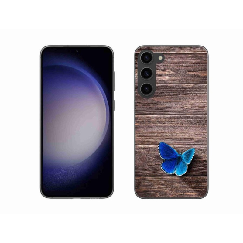 Gelový kryt mmCase na mobil Samsung Galaxy S23+ 5G - modrý motýl 1