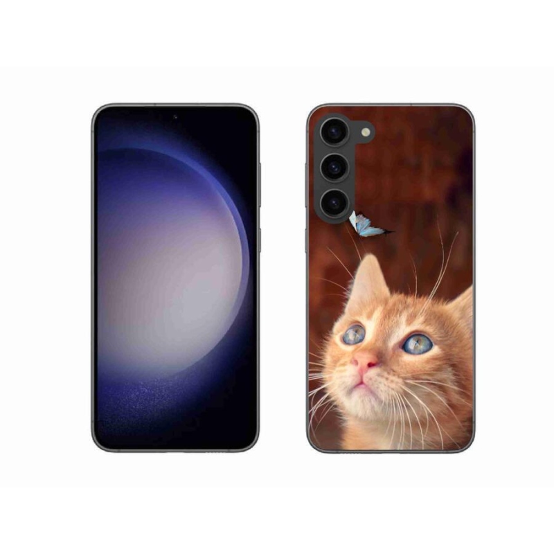 Gelový kryt mmCase na mobil Samsung Galaxy S23+ 5G - motýl a kotě