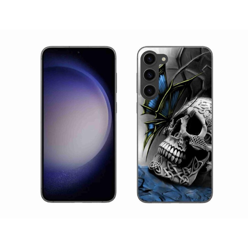 Gelový kryt mmCase na mobil Samsung Galaxy S23+ 5G - motýl a lebka