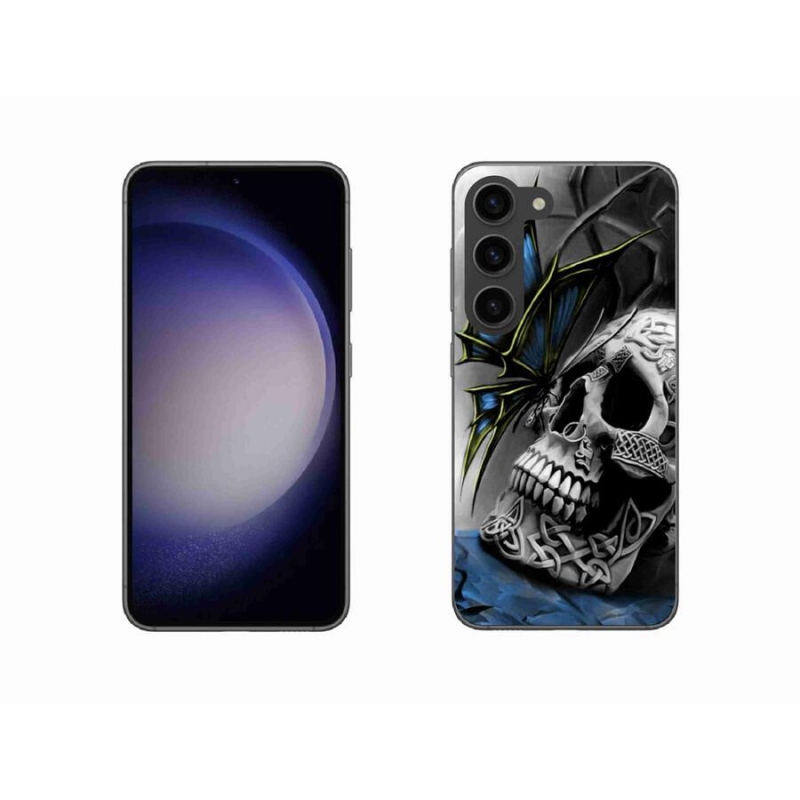 Gelový kryt mmCase na mobil Samsung Galaxy S23 5G - motýl a lebka