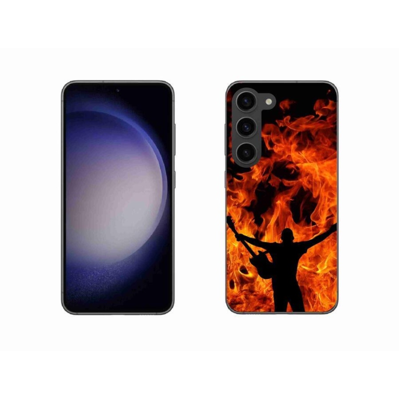Gelový kryt mmCase na mobil Samsung Galaxy S23 5G - muzikant a oheň
