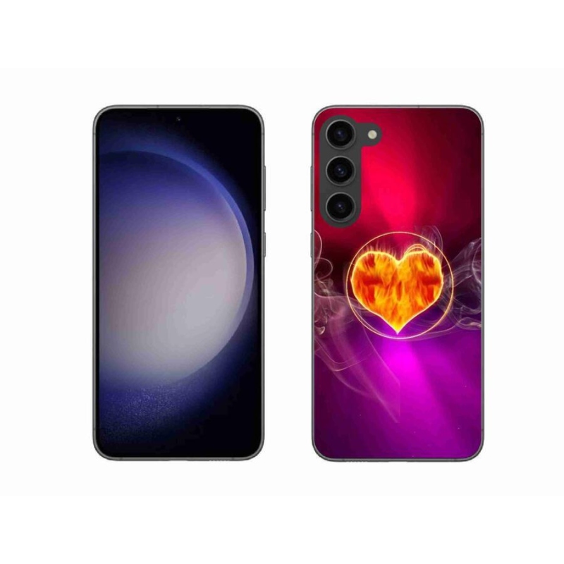 Gelový kryt mmCase na mobil Samsung Galaxy S23+ 5G - ohnivé srdce