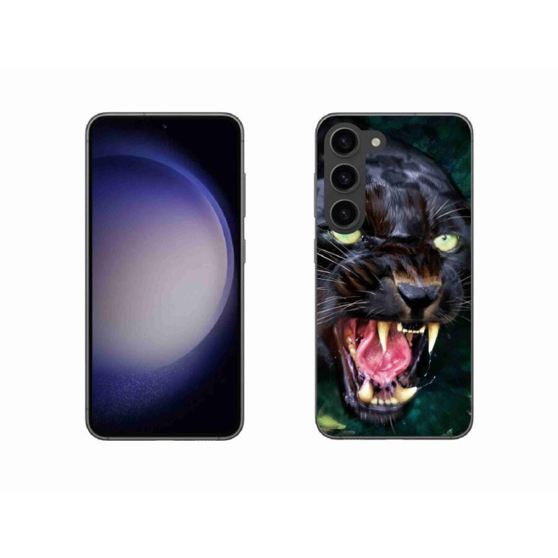 Gelový kryt mmCase na mobil Samsung Galaxy S23 5G - rozzuřený černý panter