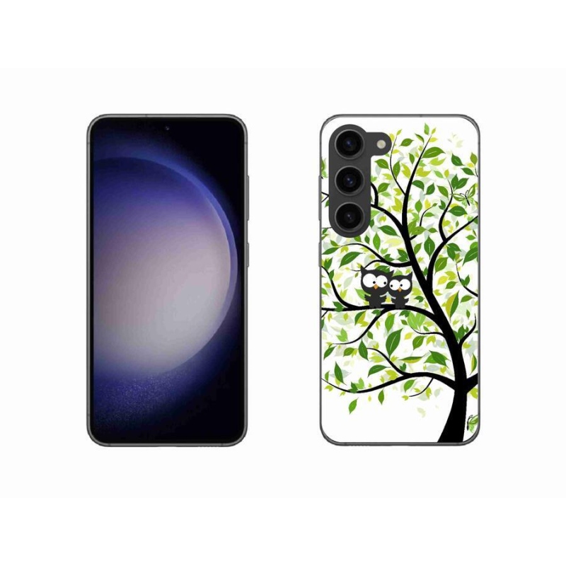 Gelový kryt mmCase na mobil Samsung Galaxy S23 5G - sovičky na stromě
