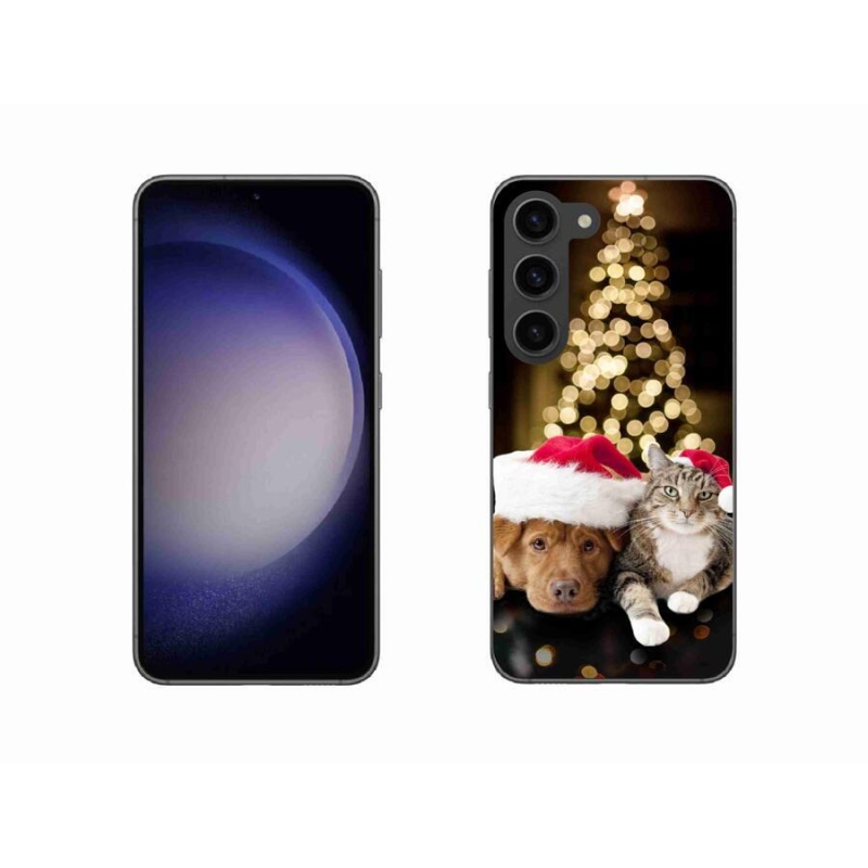 Gelový kryt mmCase na mobil Samsung Galaxy S23 5G - vánoční pes a kočka