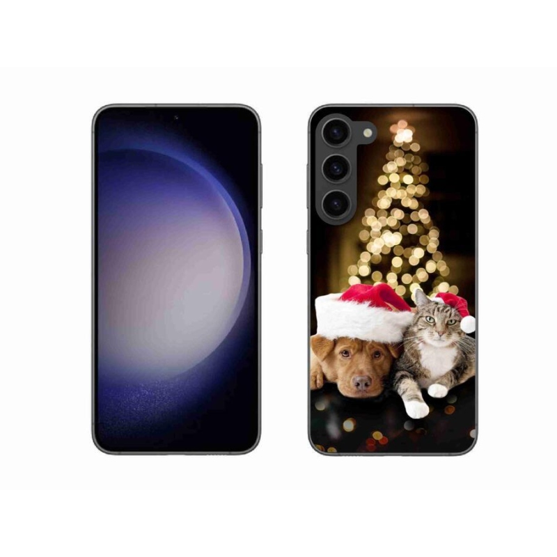Gelový kryt mmCase na mobil Samsung Galaxy S23+ 5G - vánoční pes a kočka