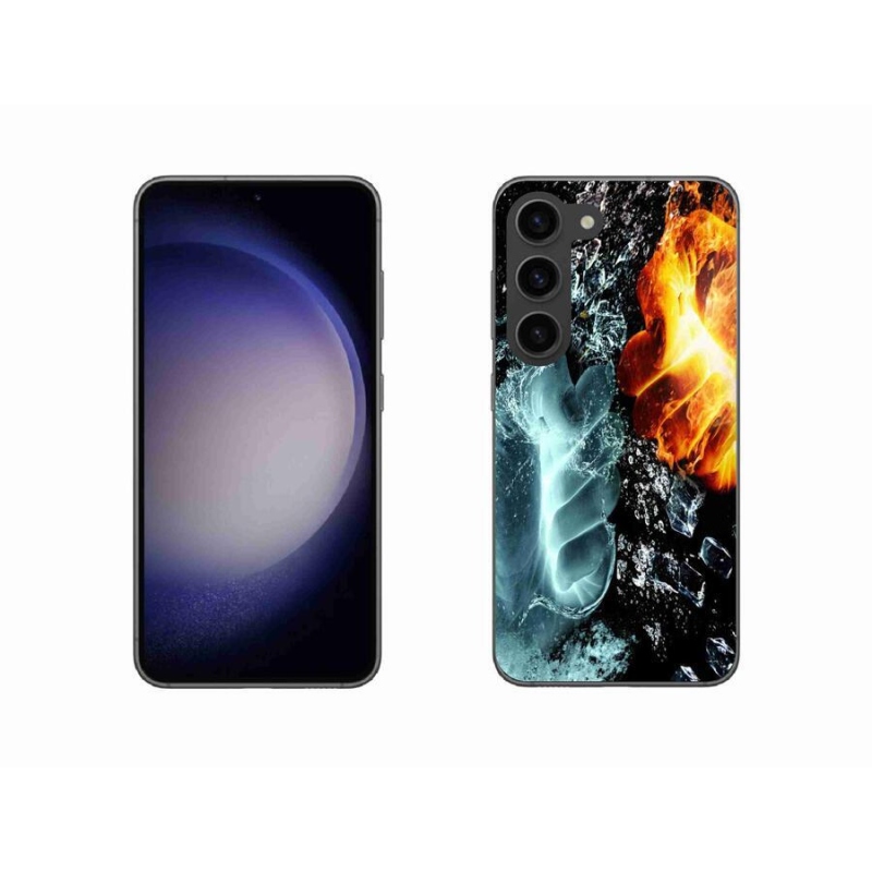 Gelový kryt mmCase na mobil Samsung Galaxy S23 5G - voda a oheň