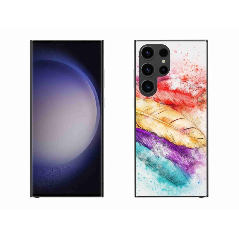 Gelový kryt mmCase na mobil Samsung Galaxy S23 Ultra 5G - barevné peří