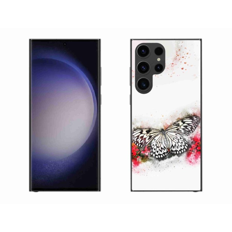 Gelový kryt mmCase na mobil Samsung Galaxy S23 Ultra 5G - černobílý motýl