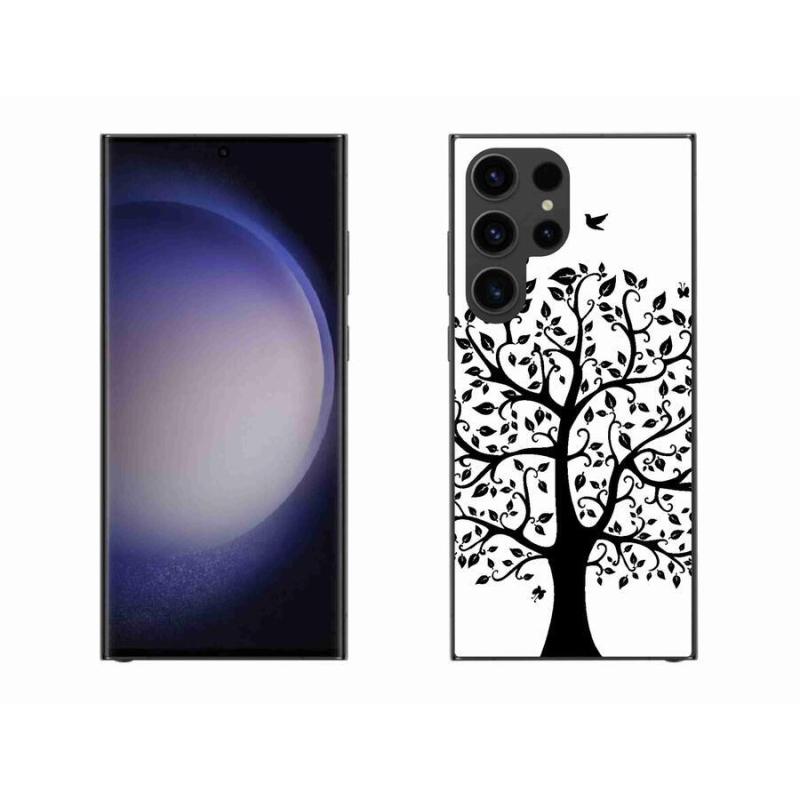 Gelový kryt mmCase na mobil Samsung Galaxy S23 Ultra 5G - černobílý strom