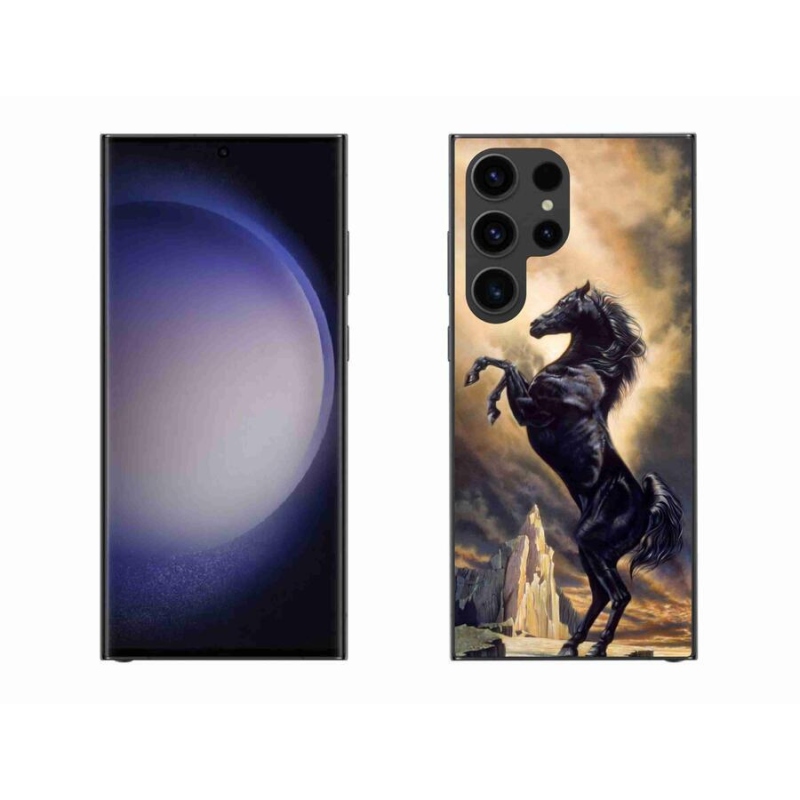 Gelový kryt mmCase na mobil Samsung Galaxy S23 Ultra 5G - černý kreslený kůň