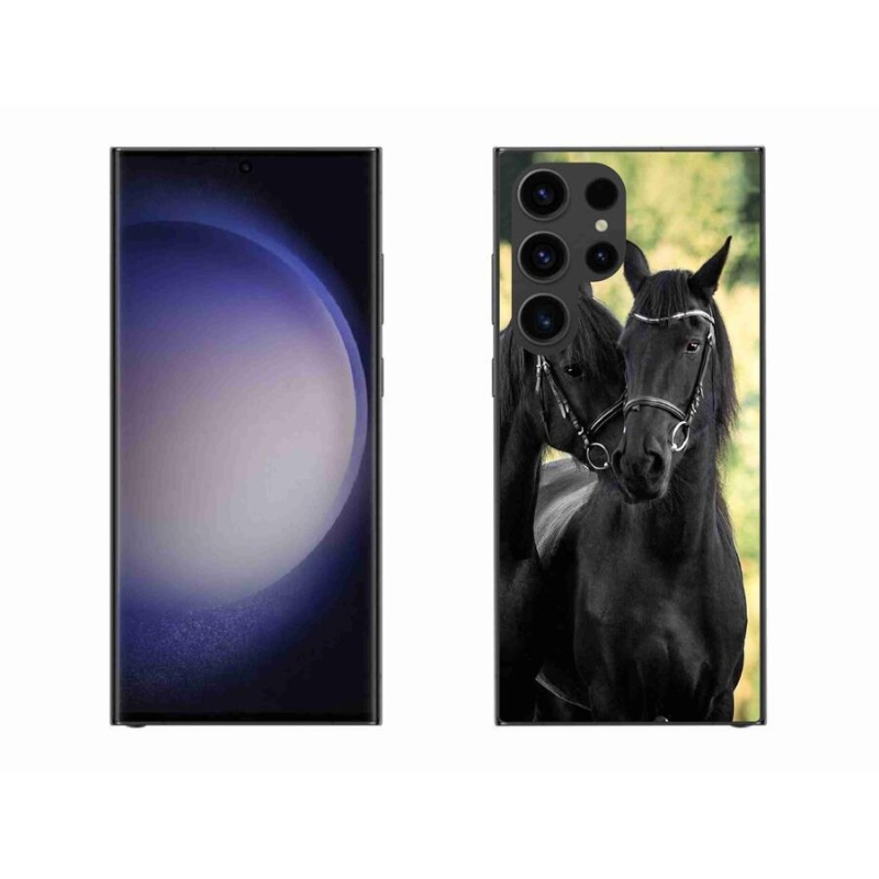 Gelový kryt mmCase na mobil Samsung Galaxy S23 Ultra 5G - dva černí koně