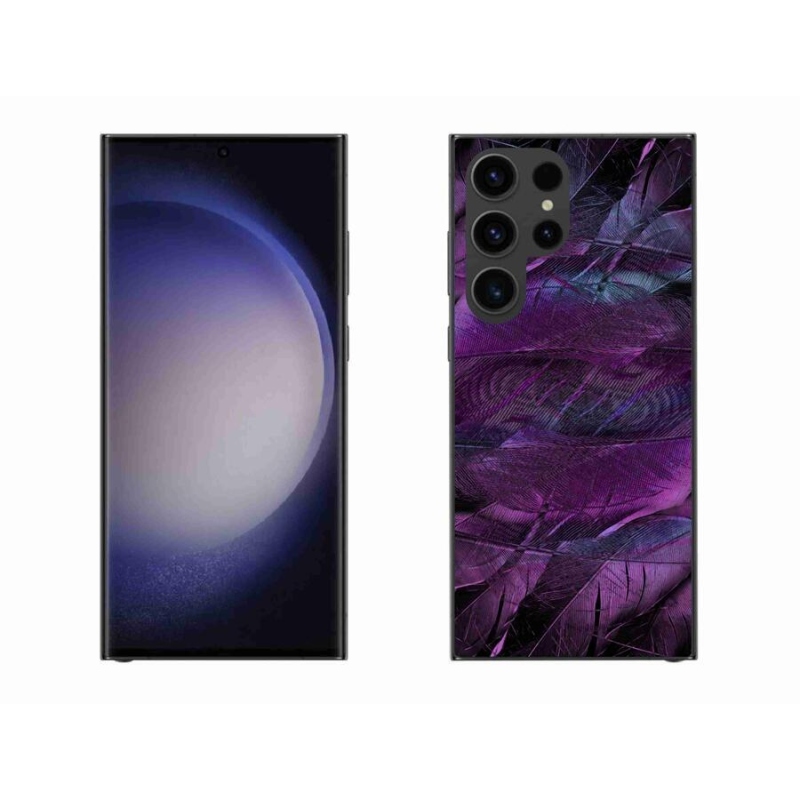 Gelový kryt mmCase na mobil Samsung Galaxy S23 Ultra 5G - fialová pírka