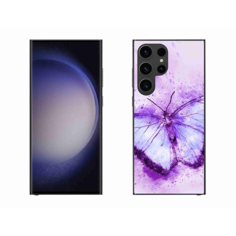 Gelový kryt mmCase na mobil Samsung Galaxy S23 Ultra 5G - fialový motýl