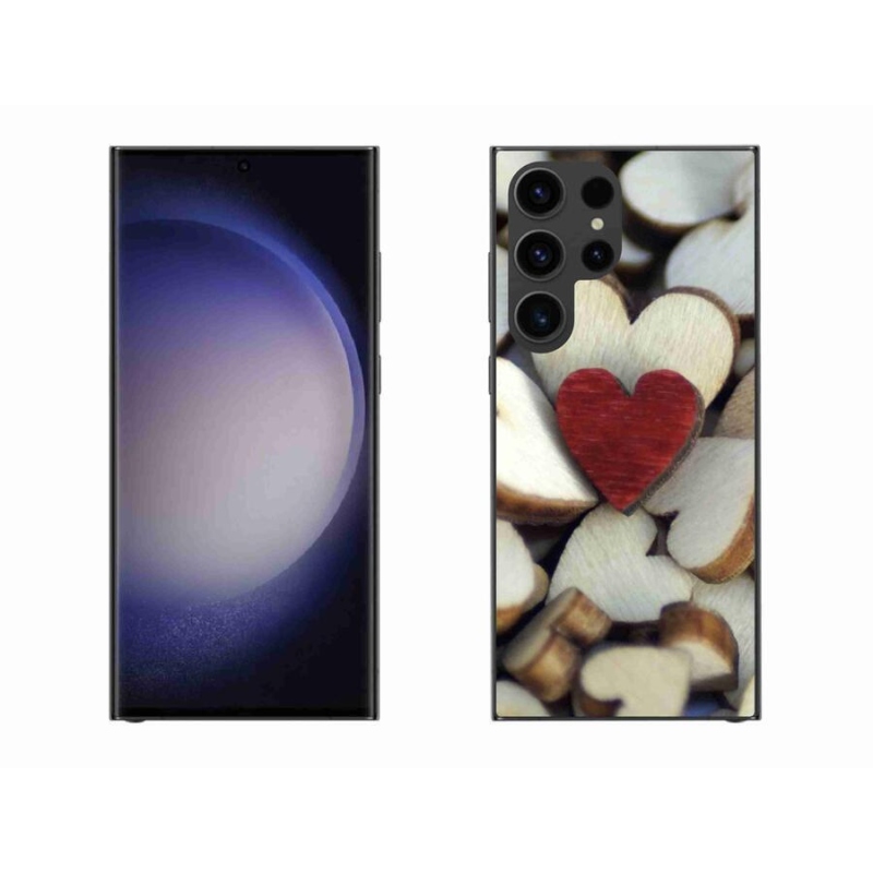Gelový kryt mmCase na mobil Samsung Galaxy S23 Ultra 5G - gravírované červené srdce