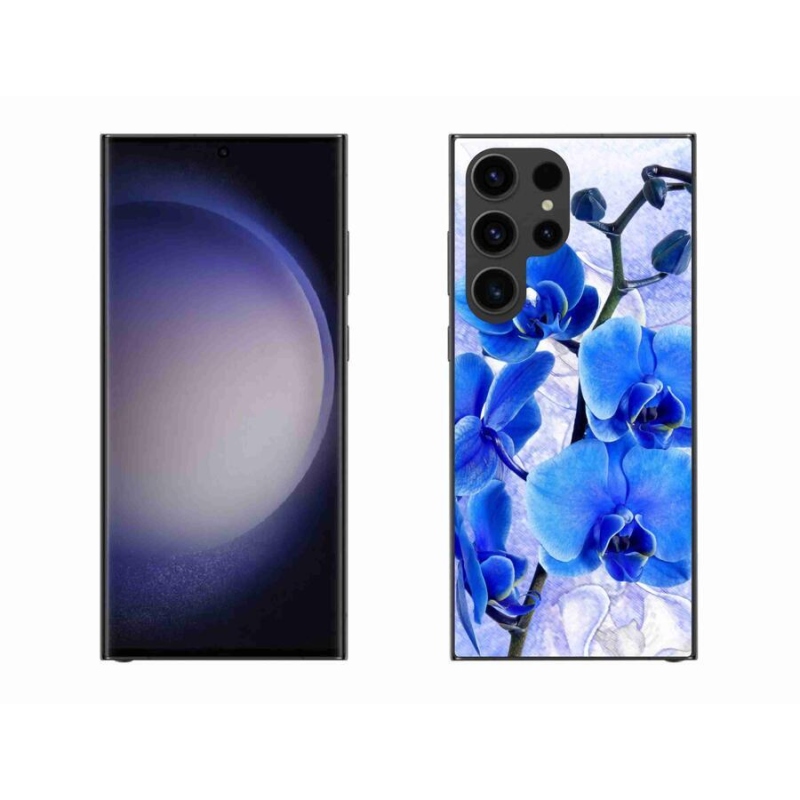 Gelový kryt mmCase na mobil Samsung Galaxy S23 Ultra 5G - modré květy