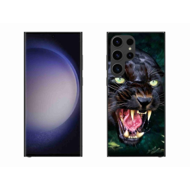 Gelový kryt mmCase na mobil Samsung Galaxy S23 Ultra 5G - rozzuřený černý panter