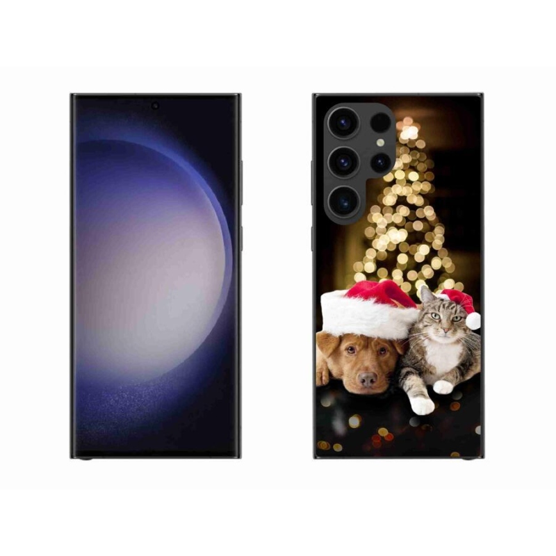 Gelový kryt mmCase na mobil Samsung Galaxy S23 Ultra 5G - vánoční pes a kočka