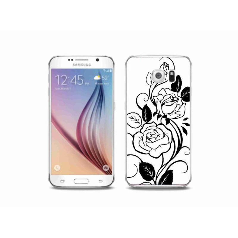 Gelový kryt mmCase na mobil Samsung Galaxy S6 - černobílá růže