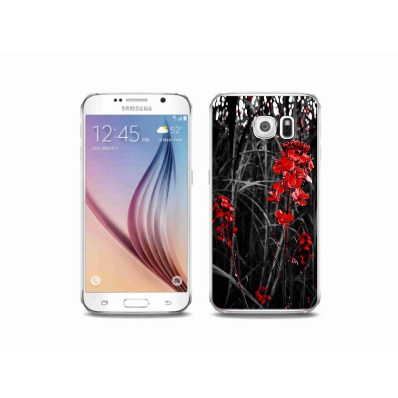 Gelový kryt mmCase na mobil Samsung Galaxy S6 - červená rostlina
