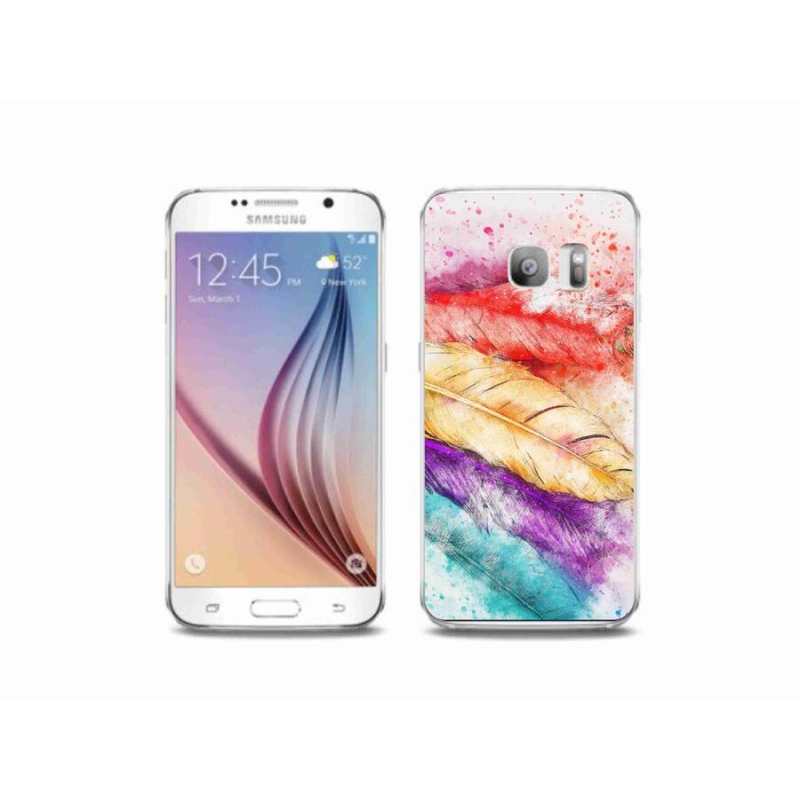 Gelový kryt mmCase na mobil Samsung Galaxy S6 Edge - barevné peří