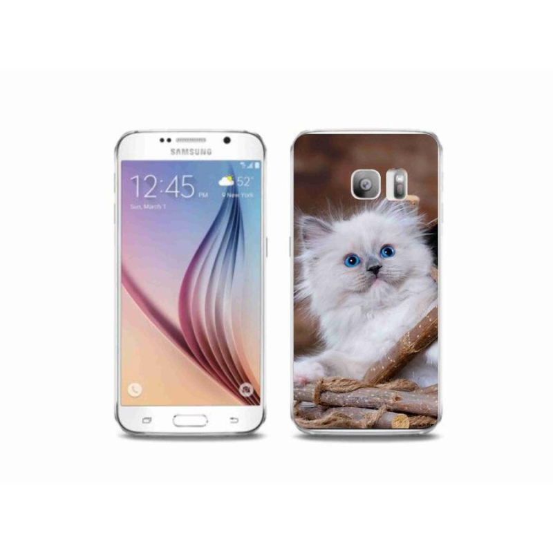 Gelový kryt mmCase na mobil Samsung Galaxy S6 Edge - bílé kotě