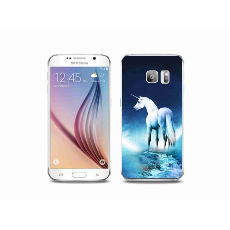 Gelový kryt mmCase na mobil Samsung Galaxy S6 Edge - bílý jednorožec
