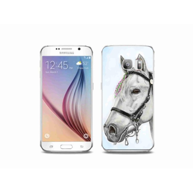 Gelový kryt mmCase na mobil Samsung Galaxy S6 Edge - bílý kůň 1