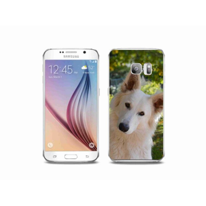 Gelový kryt mmCase na mobil Samsung Galaxy S6 Edge - bílý švýcarský ovčák 1