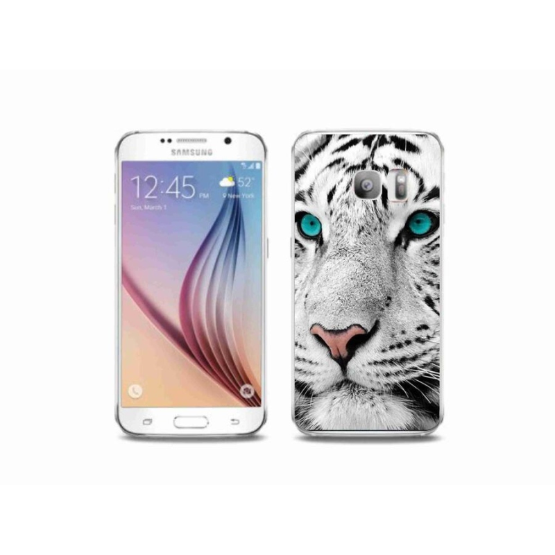 Gelový kryt mmCase na mobil Samsung Galaxy S6 Edge - bílý tygr