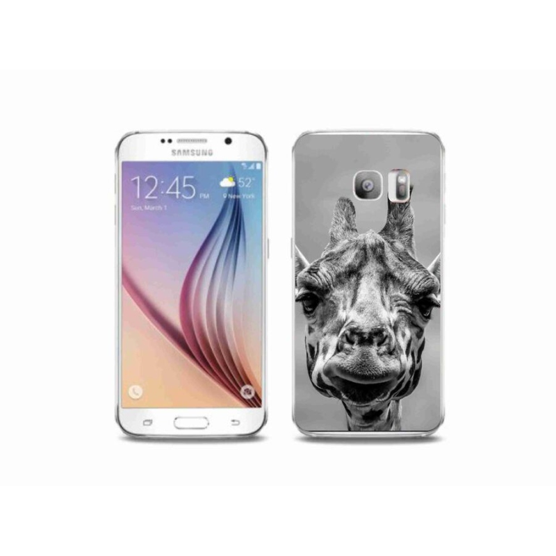 Gelový kryt mmCase na mobil Samsung Galaxy S6 Edge - černobílá žirafa