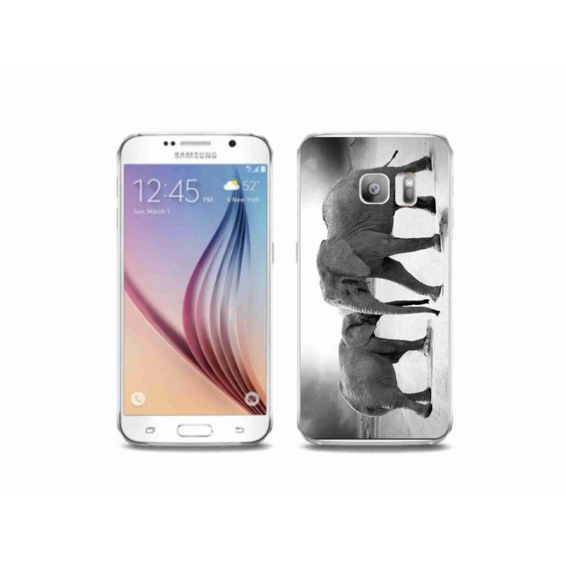 Gelový kryt mmCase na mobil Samsung Galaxy S6 Edge - černobílí sloni