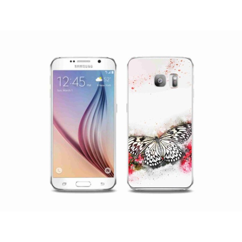 Gelový kryt mmCase na mobil Samsung Galaxy S6 Edge - černobílý motýl
