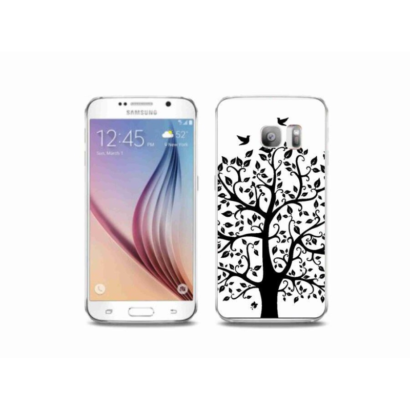Gelový kryt mmCase na mobil Samsung Galaxy S6 Edge - černobílý strom
