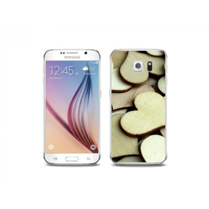 Gelový kryt mmCase na mobil Samsung Galaxy S6 Edge - dřevěná srdíčka