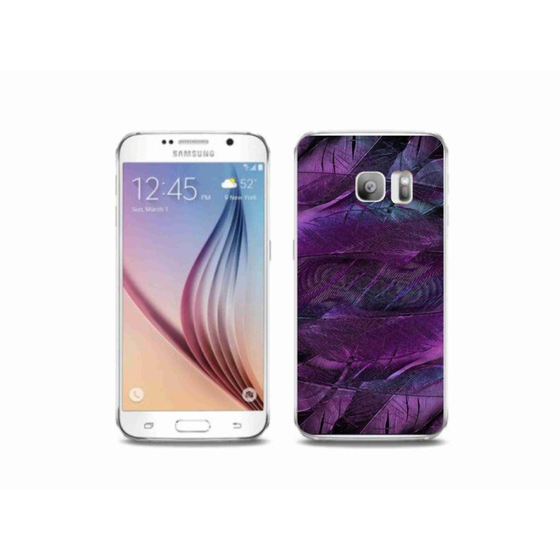 Gelový kryt mmCase na mobil Samsung Galaxy S6 Edge - fialová pírka