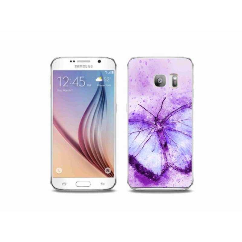 Gelový kryt mmCase na mobil Samsung Galaxy S6 Edge - fialový motýl