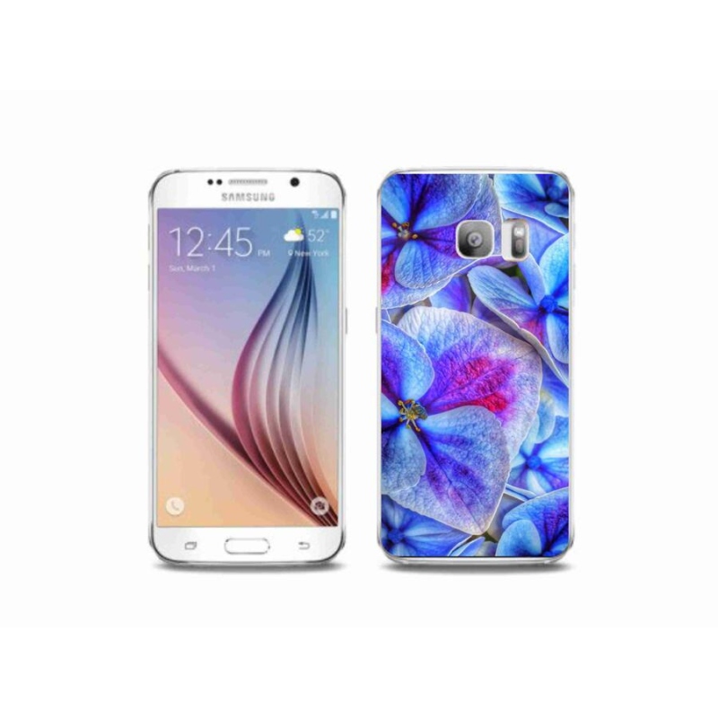 Gelový kryt mmCase na mobil Samsung Galaxy S6 Edge - modré květy 1