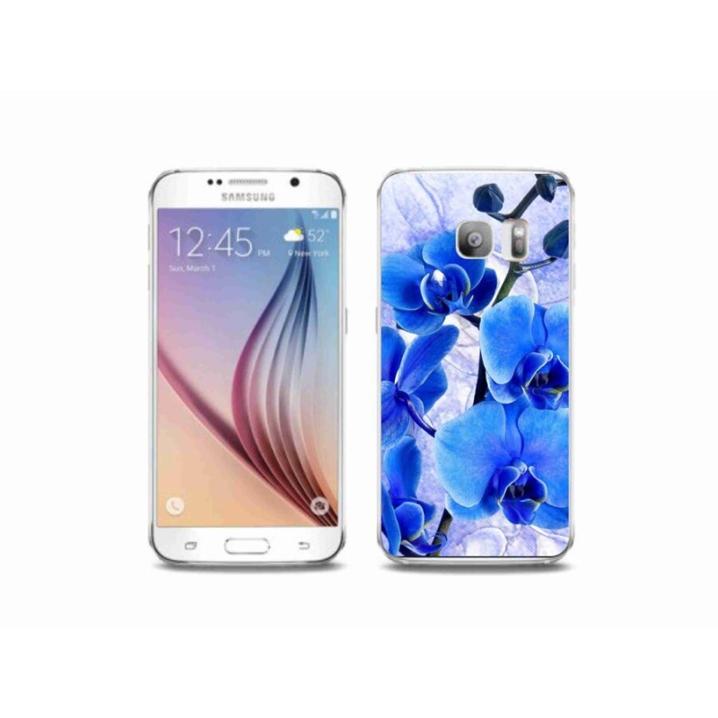 Gelový kryt mmCase na mobil Samsung Galaxy S6 Edge - modré květy