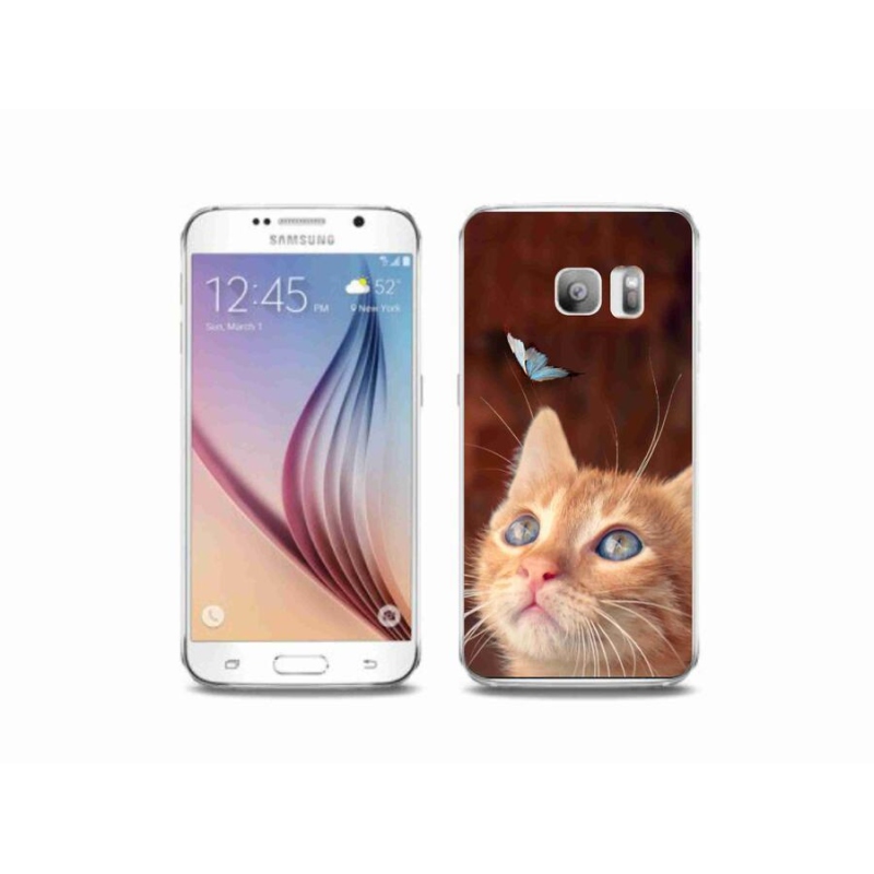 Gelový kryt mmCase na mobil Samsung Galaxy S6 Edge - motýl a kotě