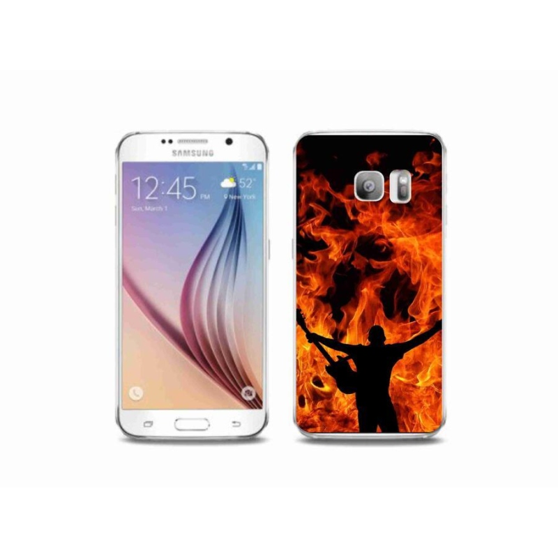 Gelový kryt mmCase na mobil Samsung Galaxy S6 Edge - muzikant a oheň