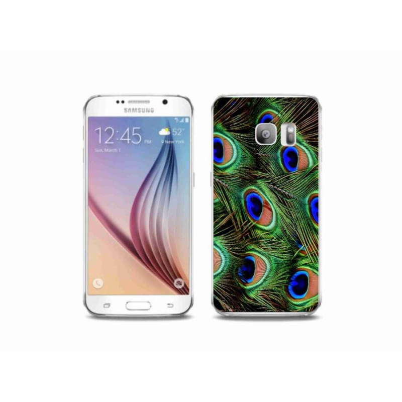 Gelový kryt mmCase na mobil Samsung Galaxy S6 Edge - paví peří