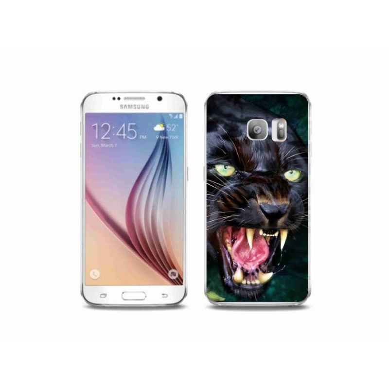 Gelový kryt mmCase na mobil Samsung Galaxy S6 Edge - rozzuřený černý panter