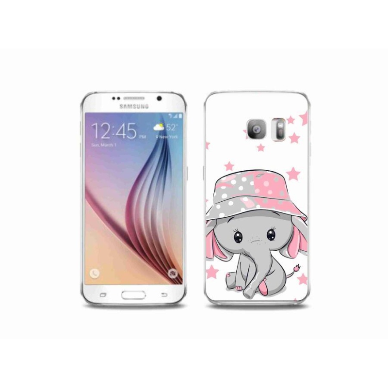Gelový kryt mmCase na mobil Samsung Galaxy S6 Edge - růžový slon