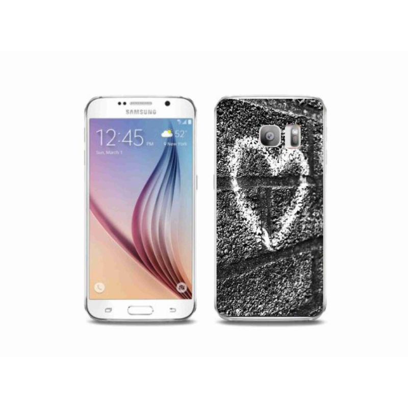 Gelový kryt mmCase na mobil Samsung Galaxy S6 Edge - srdce na zdi